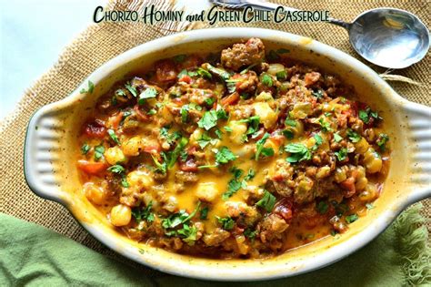 hominy-casserole-with-green-chile-and-chorizo image