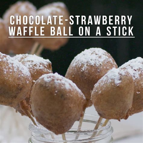 chocolate-strawberry-waffle-ball-on-a-stick-cooking image