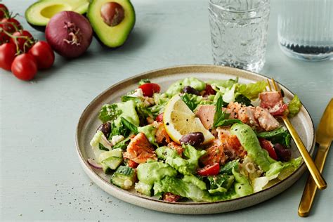 salmon-salad-with-avocado-dressing-recipe-diet image