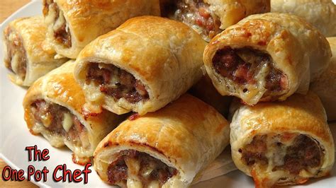cheesy-beef-and-bacon-sausage-rolls-recipe-flow image