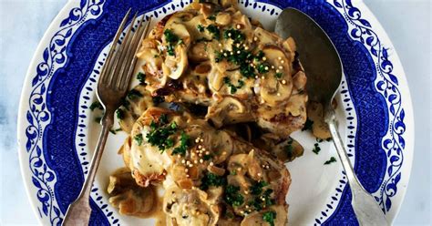 pork-chops-mushrooms-in-a-creamy-mustard-maple image