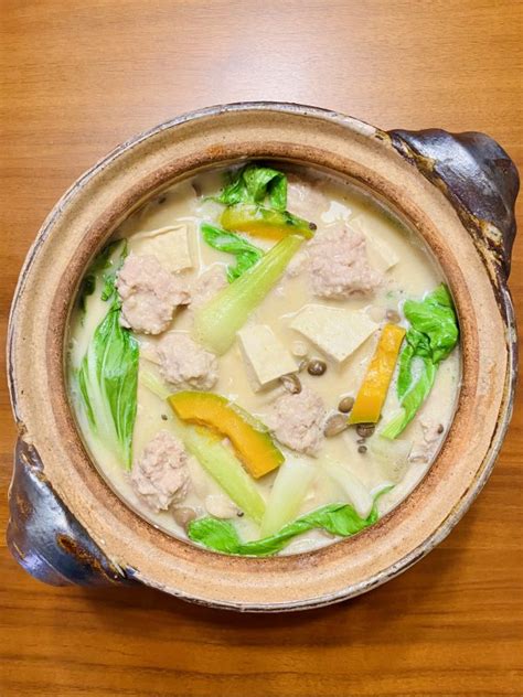 sesame-and-saikyo-miso-hot-pot-with-chicken-meatballs image