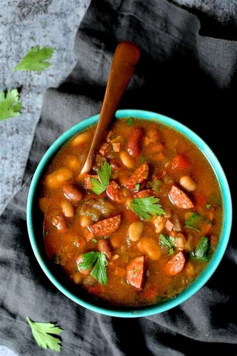 slow-cooker-cajun-15-bean-soup-with-andouille-ham image