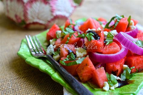 watermelon-gorgonzola-and-basil-salad-la-bella-vita-cucina image