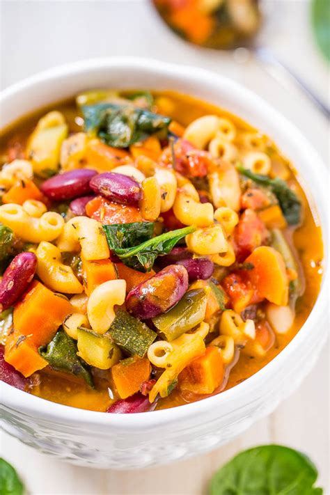 easy-minestrone-soup-recipe-vegetarian-averie-cooks image
