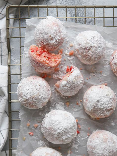 cherry-almond-snowball-cookies-completely-delicious image