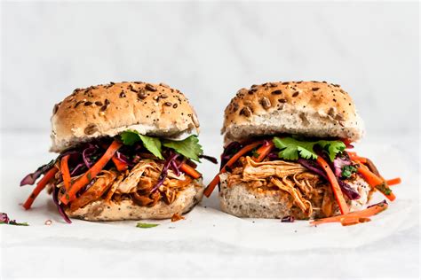slow-cooker-pulled-chicken-sandwiches-ambitious-kitchen image