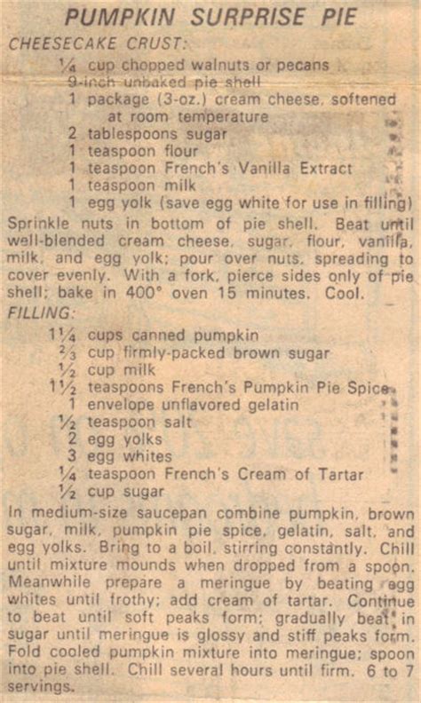 pumpkin-surprise-pie-vintage-recipe-clipping image