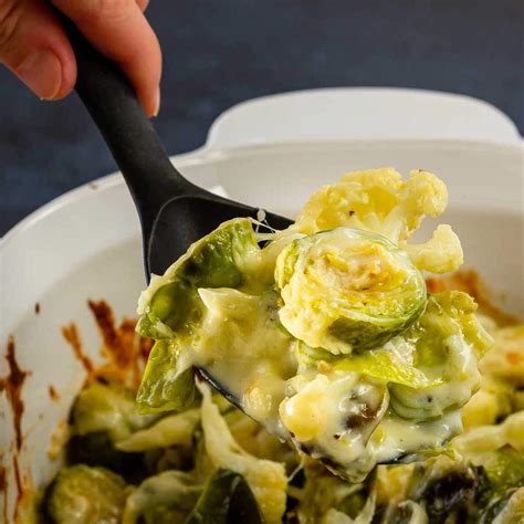 cheesy-roasted-brussel-sprouts-and-cauliflower-bake image