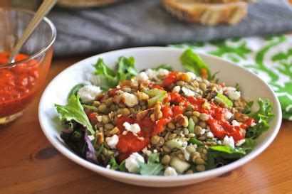 lentil-salad-with-roasted-red-pepper-dressing-tasty image