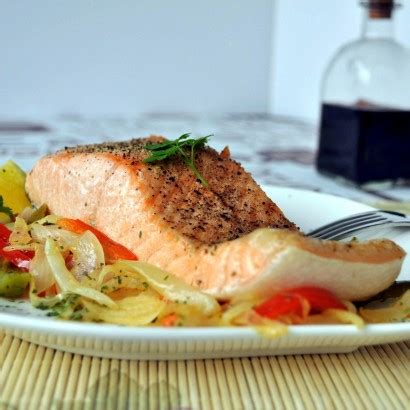 baked-salmon-with-peppers-and-onion-tasty-kitchen image