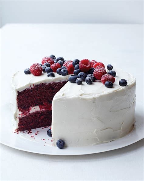 red-velvet-cake-with-raspberries-and-blueberries image