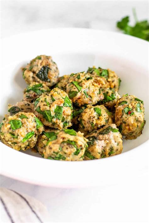 spinach-and-herb-chicken-meatballs-tara-rochford image