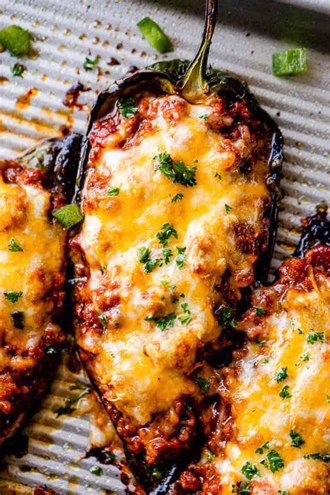 easy-chili-stuffed-poblano-peppers-recipe-diethood image