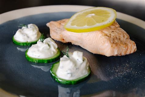 poached-salmon-fillets-with-cucumber-raita image