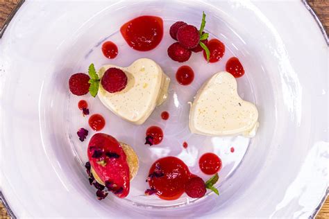 panna-cotta-with-raspberry-compote-and-baby-donuts image