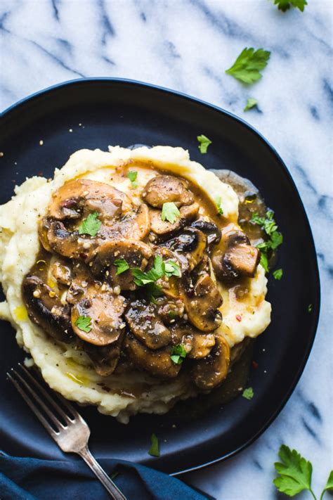 mushroom-miso-gravy-over-garlic-mashed-potatoes image