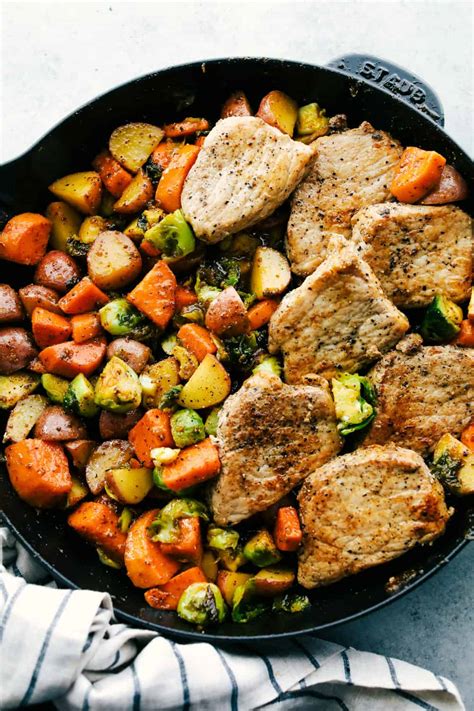 skillet-pork-chops-with-maple-dijon-vegetables-the image