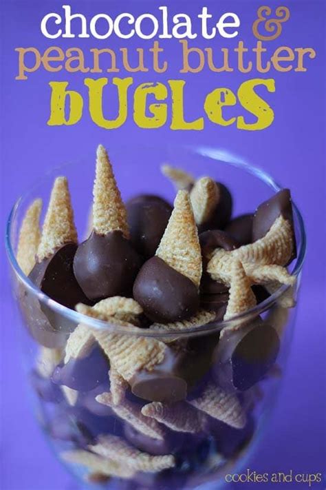 chocolate-and-peanut-butter-bugles-cookies-cups image