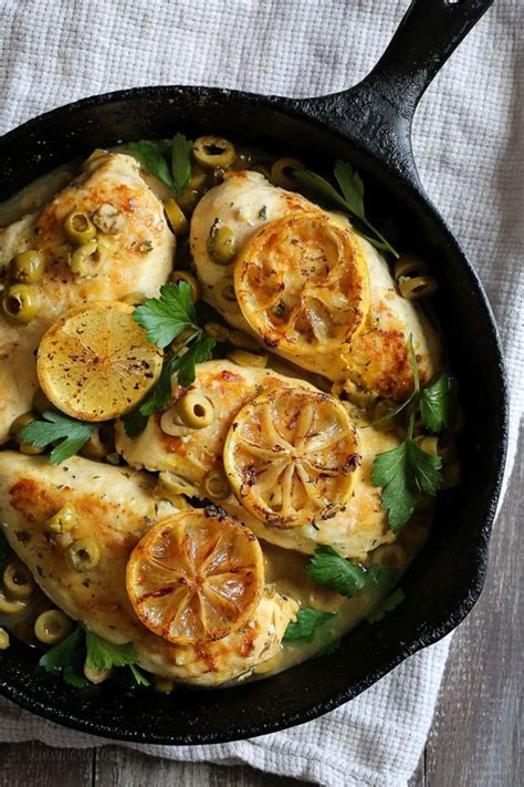 skillet-lemon-chicken-with-olives-and-herbs image