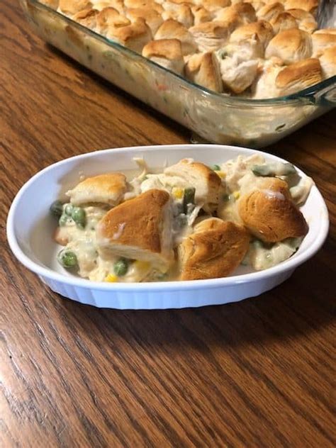 easy-chicken-pot-pie-casserole-with-biscuits-blessed image