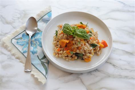 easy-risotto-recipe-with-barley-and-sweet-potatoes image