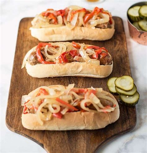 crock-pot-bratwurst-hot-dog-with-peppers-onions image