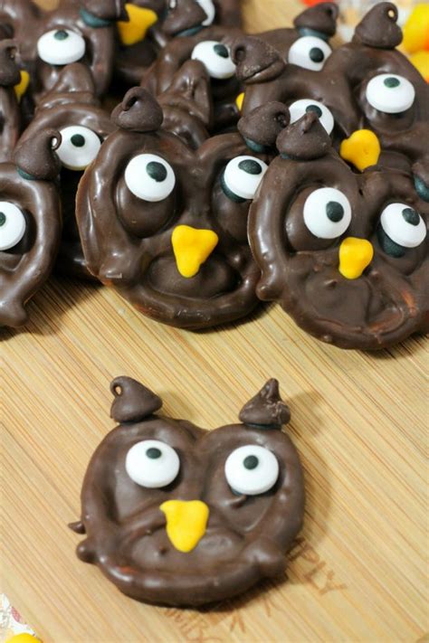 chocolate-pretzel-owls-delicious-chocolate-covered image