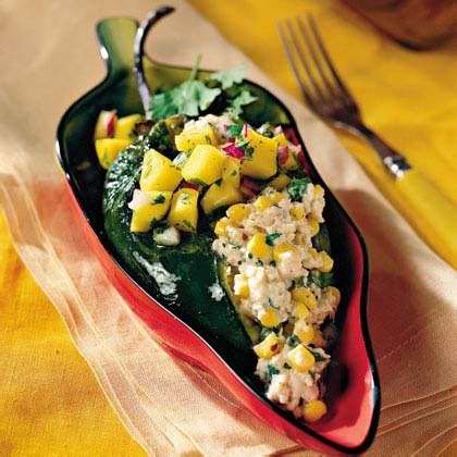 crab-and-goat-cheese-poblanos-with-mango-salsa image