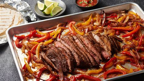 sheet-pan-flank-steak-fajitas-recipe-easy image
