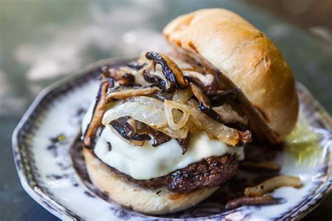 grilled-mushroom-swiss-burger-recipe-simply image