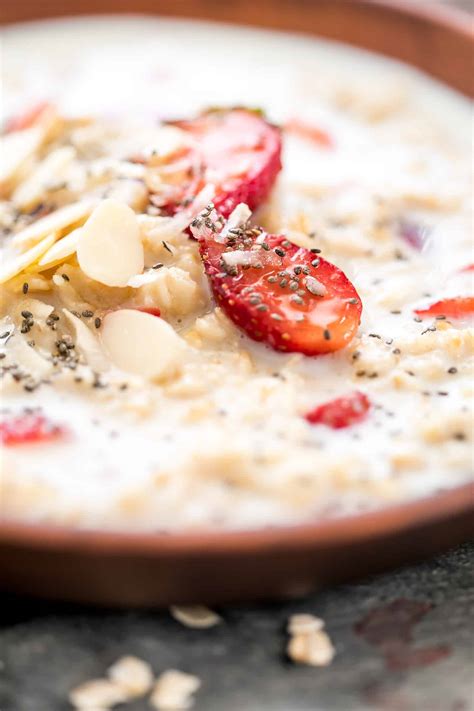 healthy-strawberries-and-cream-breakfast-oatmeal image