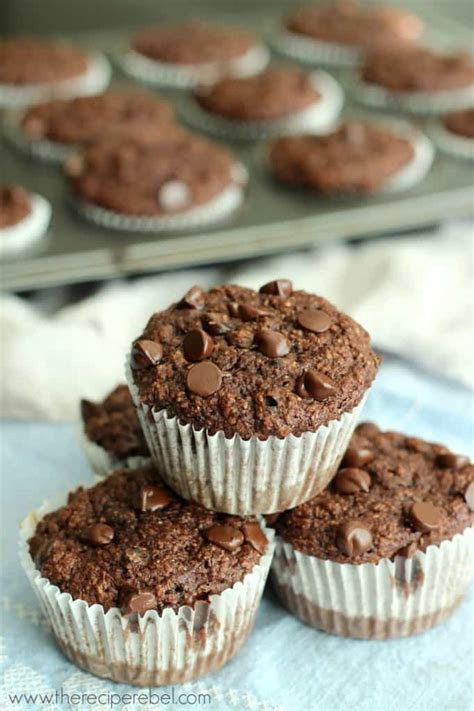 double-chocolate-banana-bran-muffins-the-recipe-rebel image