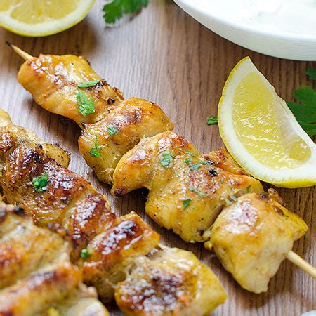 greek-chicken-skewers-with-homemade-tzatziki-sauce image