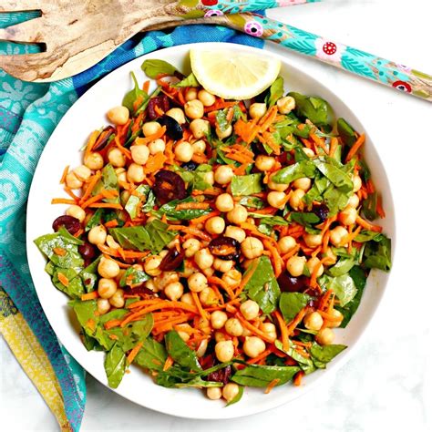 chickpea-spinach-salad-15-minute-recipe-veggies image