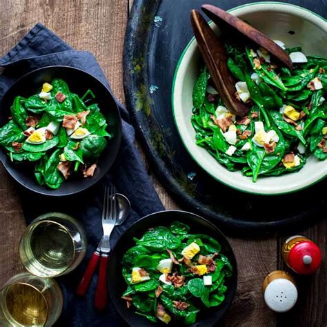 spinach-salad-with-bacon-and-eggs-healthy-seasonal image