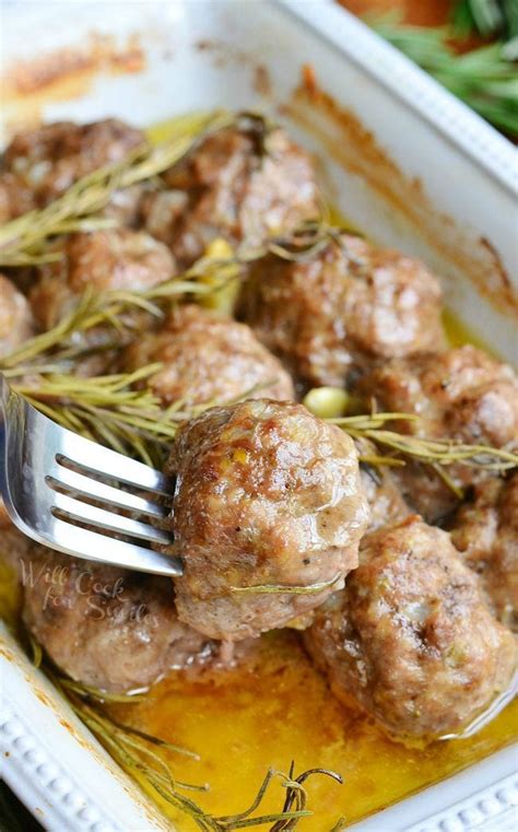 roasted-garlic-rosemary-baked-meatballs-will-cook image