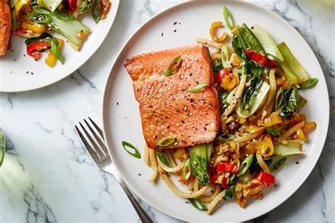 salmon-udon-noodle-stir-fry-with-sweet-peppers-bok image