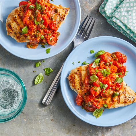 grilled-chicken-breasts-with-tomato-caper-sauce-eatingwell image
