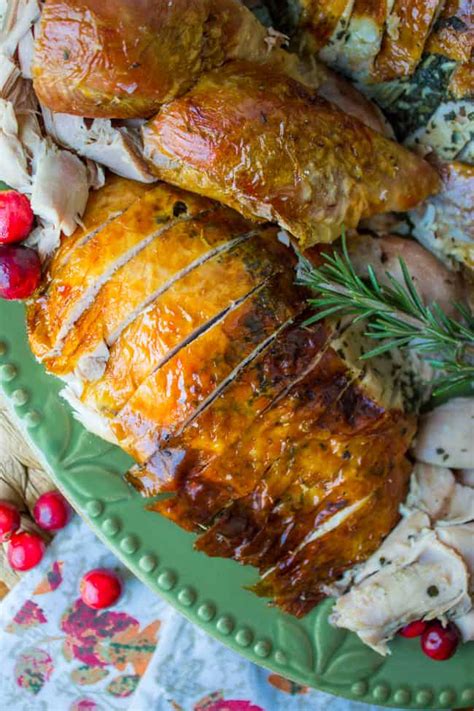 sage-butter-roasted-turkey-with-a-brine-the-food image