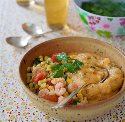 shrimp-and-corn-with-cheese-grits-healthy-seasonal image