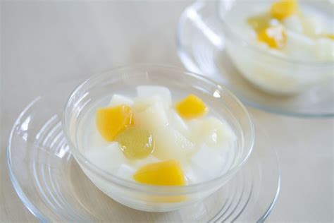 chinese-almond-float-dessert-recipe-with-fruit-cocktail image