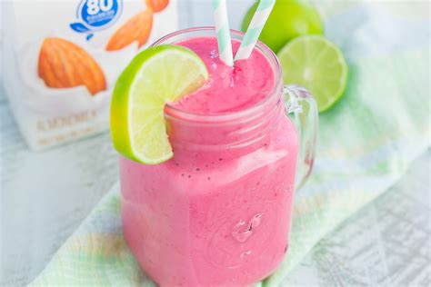 lime-raspberry-smoothie-recipe-with-almond-milk image