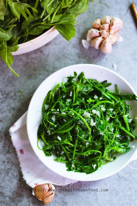snow-pea-leaves-stir-fried-with-garlic-china-sichuan image