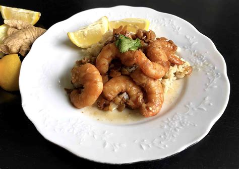 stir-fried-ginger-lemon-shrimp-healthy-thai image