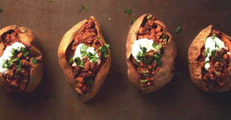 healthier-meat-free-chilli-in-baked-sweet-potatoes image