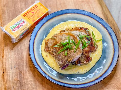 sage-pork-chops-with-cheddar-cheese-grits-sponsored image