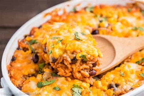 cheesy-enchilada-rice-and-beans-casserole-mommys image