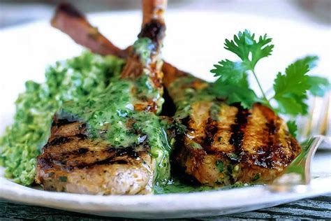 lamb-chops-with-cilantro-and-mint-sauce-leites-culinaria image
