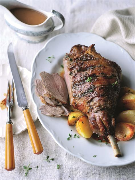 thyme-glazed-roast-lamb-with-honey-and-cider-gravy image